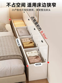Solid Wood Wall-Mounted Bedside Table, Narrow Bed End Gap Cabinet, Tatami Gap Storage Cabinet
