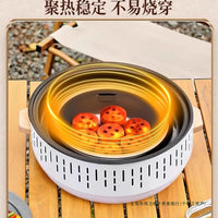 Portable Outdoor BBQ Grill and Teapot Heater Set with Baking Pan