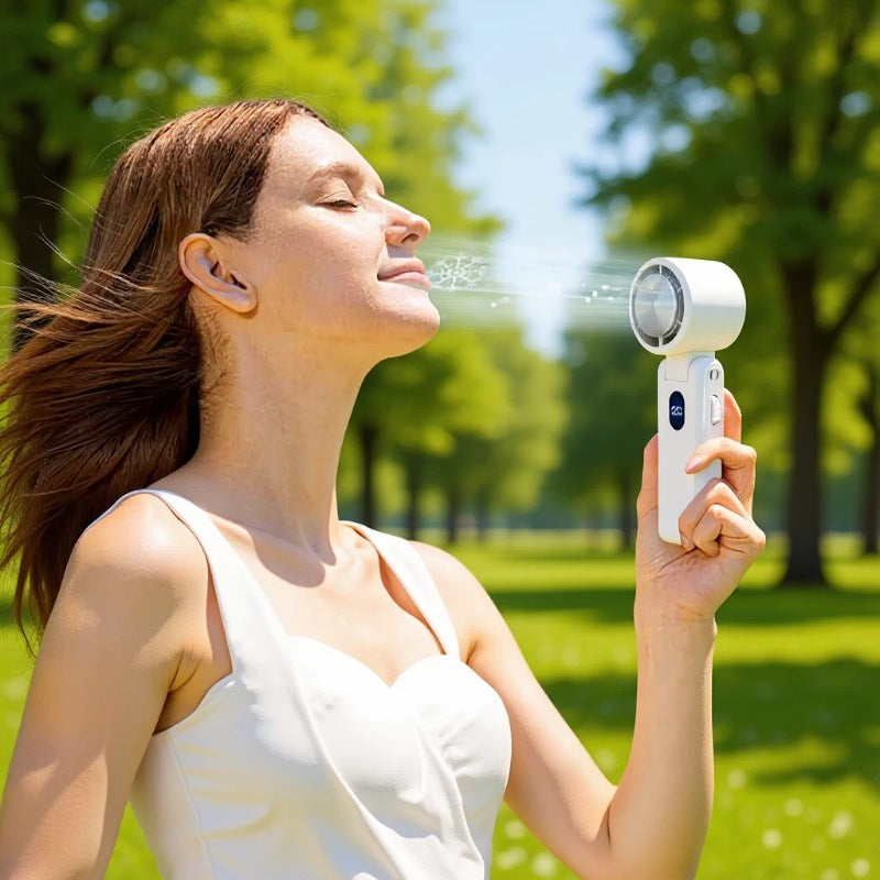 Portable Handheld Mini Fan with Digital Display, Foldable, Neck-Mounted, High-Speed Cooling, Quiet Operation