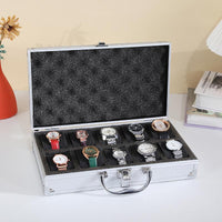 Portable Aluminum Alloy Multi-Layer Watch Storage Case with Sponge Insert, Large Capacity Tool Box
