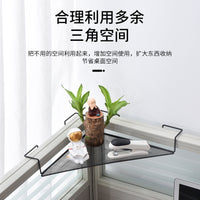 Iron Art Desk Corner Shelf with Hooks - Office Storage Organizer & Balcony Plant Stand