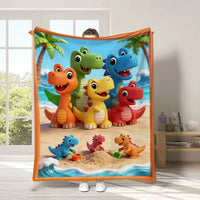 Jurassic Dinosaur Flannel Blanket for Kids - Cartoon Dino Baby Throw Blanket