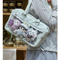 Japanese Style Commuter Crossbody Tote Bag with Clear Window, Large Capacity Shoulder Handbag for Women