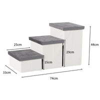 Foldable 3-Step Pet Stairs with Zippered Storage for Small Dogs, Non-Slip Dog Ladder