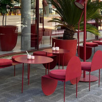 Outdoor Cafe Bistro Milk Tea Shop Red Half-Round Wrought Iron Retro Industrial Style Table and Chair Set