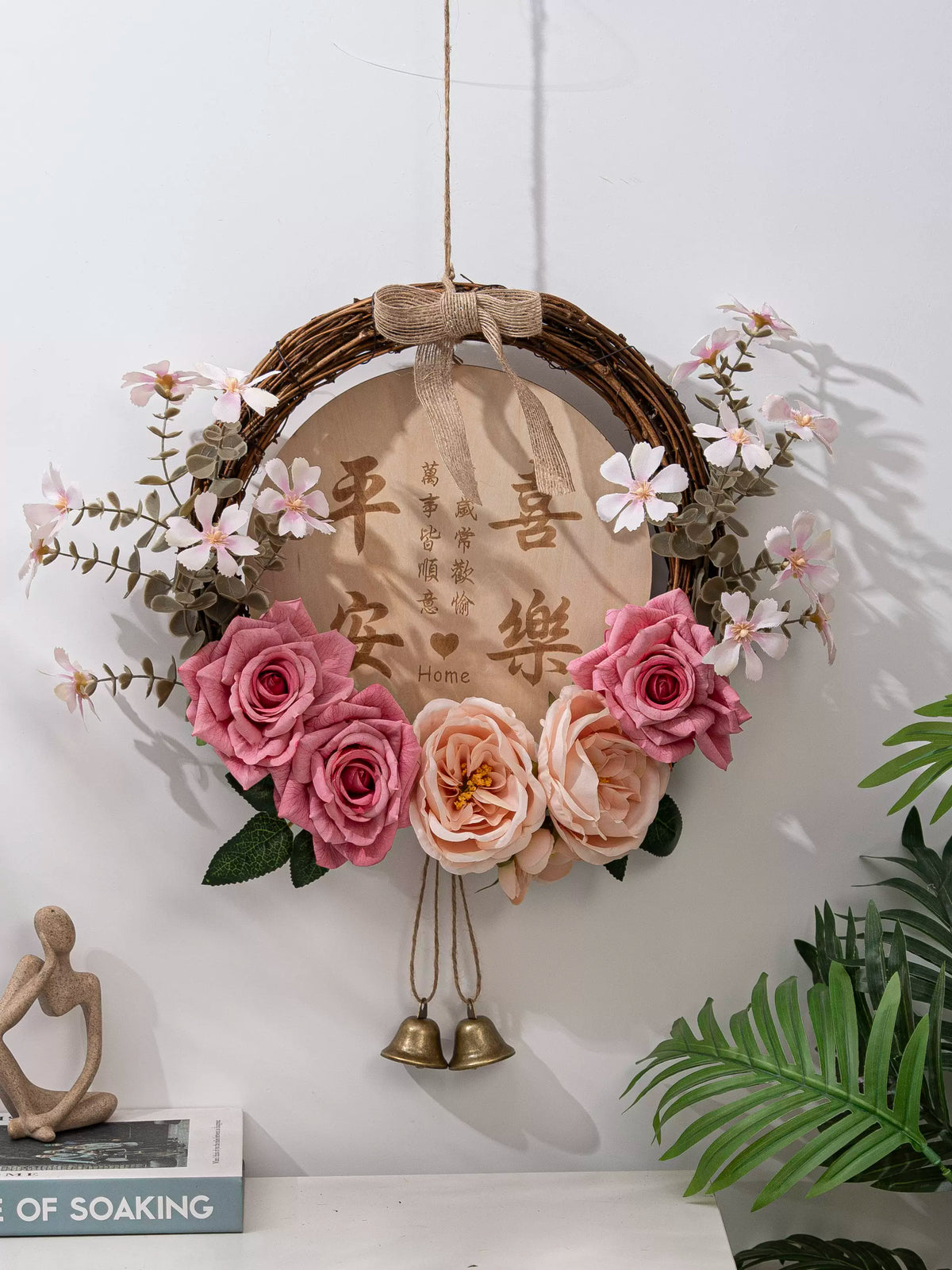 Creative Wreath Hanging Ornament Artificial Flower Decoration for Living Room Wall Decor Shop Entrance Welcome Sign