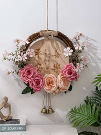 Creative Wreath Hanging Ornament Artificial Flower Decoration for Living Room Wall Decor Shop Entrance Welcome Sign