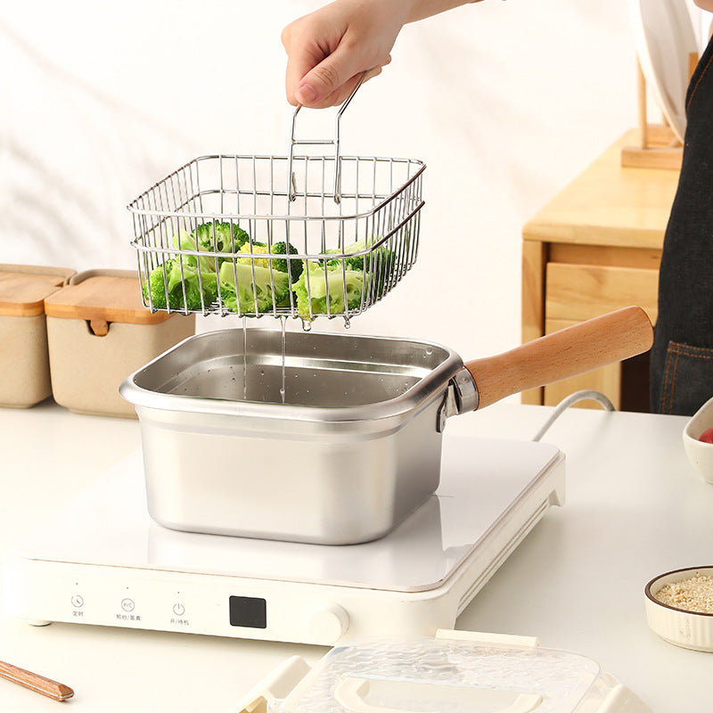 Stainless Steel Multi-functional Food Storage Container & Mini Fryer Set for Camping & Home Use