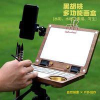 Black Walnut Foldable Wooden Palette for Outdoor Sketching Oil Watercolor Painting