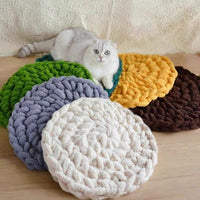 Hand-Woven Cat Bed with Soft Cushion, Round Space Capsule Design for All Seasons