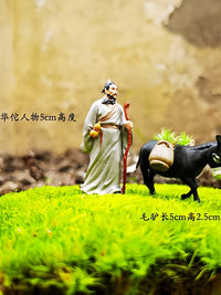 Chinese Style Micro Landscape Ornaments with Ancient Figures and Mountain Bonsai