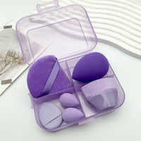 Makeup Sponge and Brush Set with Flocked Powder Puffs and Mini Sponges