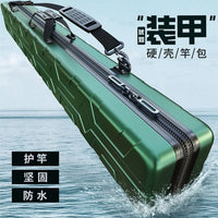 Hard Shell Fishing Rod Carry Bag, Waterproof Multi-Function Tackle Storage Bag