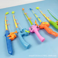 Kids Magnetic Fishing Rod Toy Retractable Hand-Crank Thickened Plastic Fishing Pole