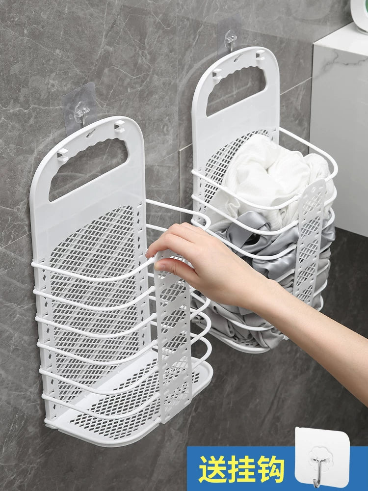 Large Foldable Laundry Hamper Wall-Mounted Dirty Clothes Basket for Bathroom Home