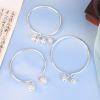 Chinese Style Bell Anklet Bracelet for Women, Adjustable Open Cuff Design, Hanfu Foot Jewelry