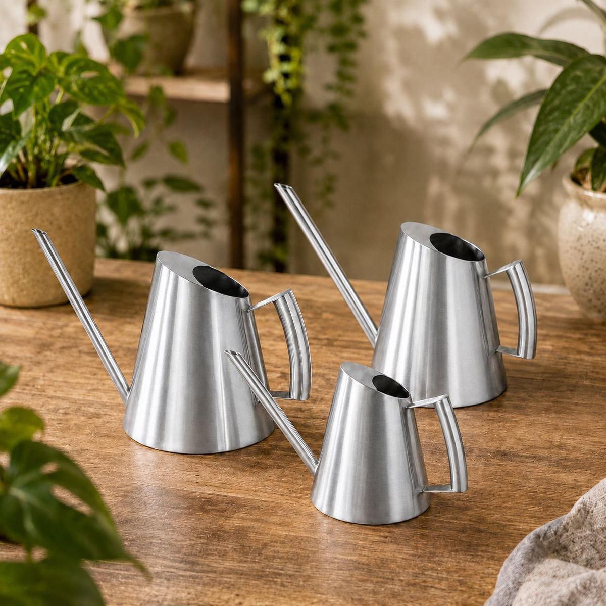 Stainless Steel Watering Can for Indoor Plants, Long Spout, 400/900/1500ML
