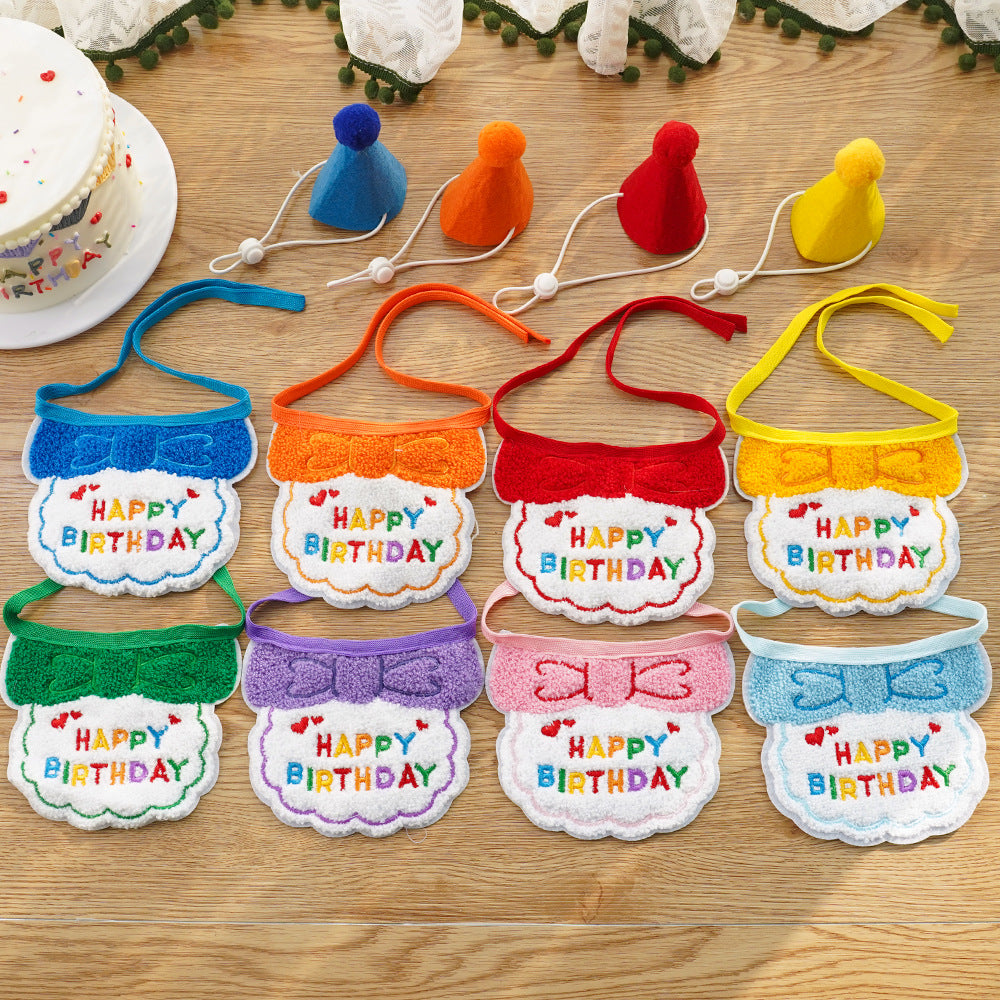 Pet Birthday Bandana Bib and Hat Set for Dogs and Cats