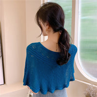 Summer Ice Silk Knit Hollow Shawl Sun Protection Arm Sleeves Thin Breathable Neck Cover