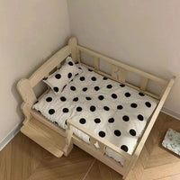 Solid Wood Pet Bed for Cats and Small Dogs, Detachable and Washable, Nordic Style