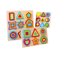 Geometric Shape Puzzle Wooden Montessori Educational Toy for Kids