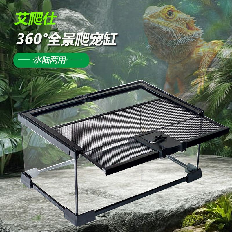 Ultra-White Glass Reptile Terrarium for Lizards, Snakes, Frogs, and Spiders - Amphibious Rainforest Tank