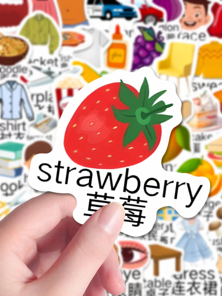 130-260 Pcs English Vocabulary Stickers for Kids' Notebooks & Handbooks, Early Learning