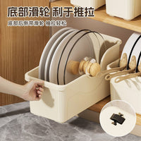Multi-functional Cabinet Storage Box with Wheels, Household Pot Lid Organizer, Spice Rack, Food Grade Storage Basket