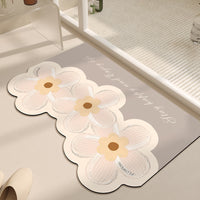 Diatomaceous Earth Bath Mat, Non-Slip Absorbent Floral Design for Bathroom and Toilet