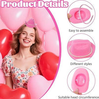 Adult Pink Cowgirl Hat with Pearl Headband and Bandana Set for Wedding Party