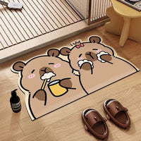 Cartoon Capybara Diatomaceous Earth Bathroom Mat Absorbent Non-Slip Floor Mat for Toilet Entrance