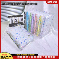 A5 Laser Heart Double Buckle 6-Ring Binder Notebook with PP Cover, Portable Journal & Card Holder