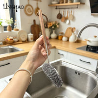 304 Stainless Steel Scrubber with Walnut Handle for Kitchen Cleaning