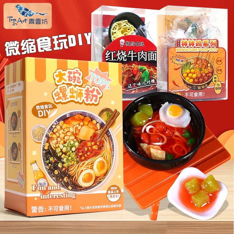DIY Miniature Food Play Set - Instant Noodles, Hot Pot, Ice Cream & Dessert Simulation Toys