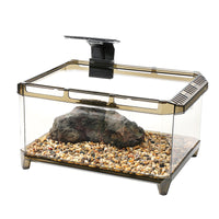 Turtle Tank with Basking Platform, Small Aquarium for Aquatic Pets, Plastic Turtle Habitat with Escape-Proof Ring