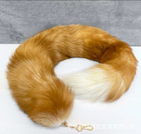 Real Fox Tail Keychain for Hanfu and Cosplay Outfits, Handmade Plush Accessory