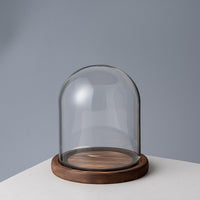 Preserved Flower Glass Dome Display Case with Anti-Slip Base for Figurines and Blocks