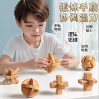 Luban Lock Wooden Puzzle Set for Kids and Teens, Brain Teaser Kongming Lock Educational Toy Gift Box