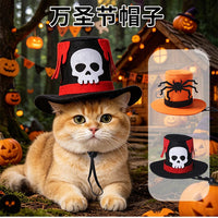 Pet Halloween Skull Spider Hat for Dogs and Cats - Festive Headwear Photo Prop