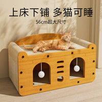 Cat Scratcher Cardboard House with Catnip, Durable Corrugated Cat Bed, 2-in-1 Cat Condo for All Seasons