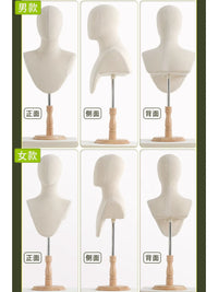 Velvet/Cotton Linen Head Mannequin for Hats, Scarves, Wigs, and Jewelry Display