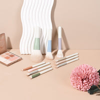 10-Piece Morandi Mini Portable Makeup Brush Set with Soft Bristles for Travel