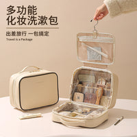 Anqin Multi-layer Travel Toiletry Bag with Hook, Wet/Dry Separation, PU Waterproof, Large Capacity Cosmetic Organizer