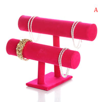 Two-Tier Velvet Bracelet & Watch Display Stand for Jewelry Organization