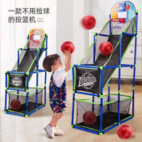 Kids' Indoor Portable Basketball Hoop Toy with Adjustable Stand and Ball Launcher for Training & Play