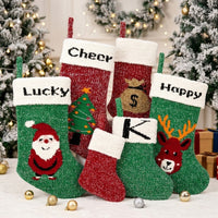 Large 18-inch Knitted Wool Christmas Stockings for Tree Decoration and Gifts