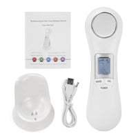 Ultrasonic EMS Electroporation Facial Massager with LED Light Therapy for Home Use