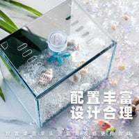Ultra-White Glass Betta Fish Tank with LED Light and Lid for Desktop