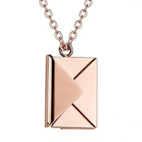 Titanium Steel Envelope Locket Necklace with Engravable Message Card