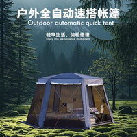 Automatic Pop-Up Hexagonal Camping Tent for 5-8 People, Outdoor Folding Yurt Style